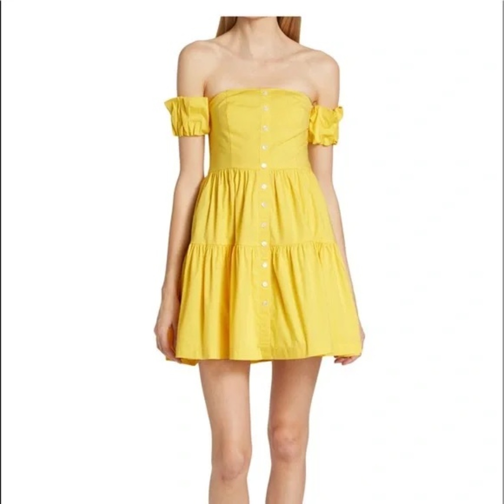 Staud Wallflower Yellow Elio‎ Off-The-Shoulder Minidress